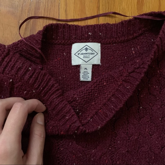 St. John’s Bay Burgundy Cable Knit Sweater - Picture 3 of 4